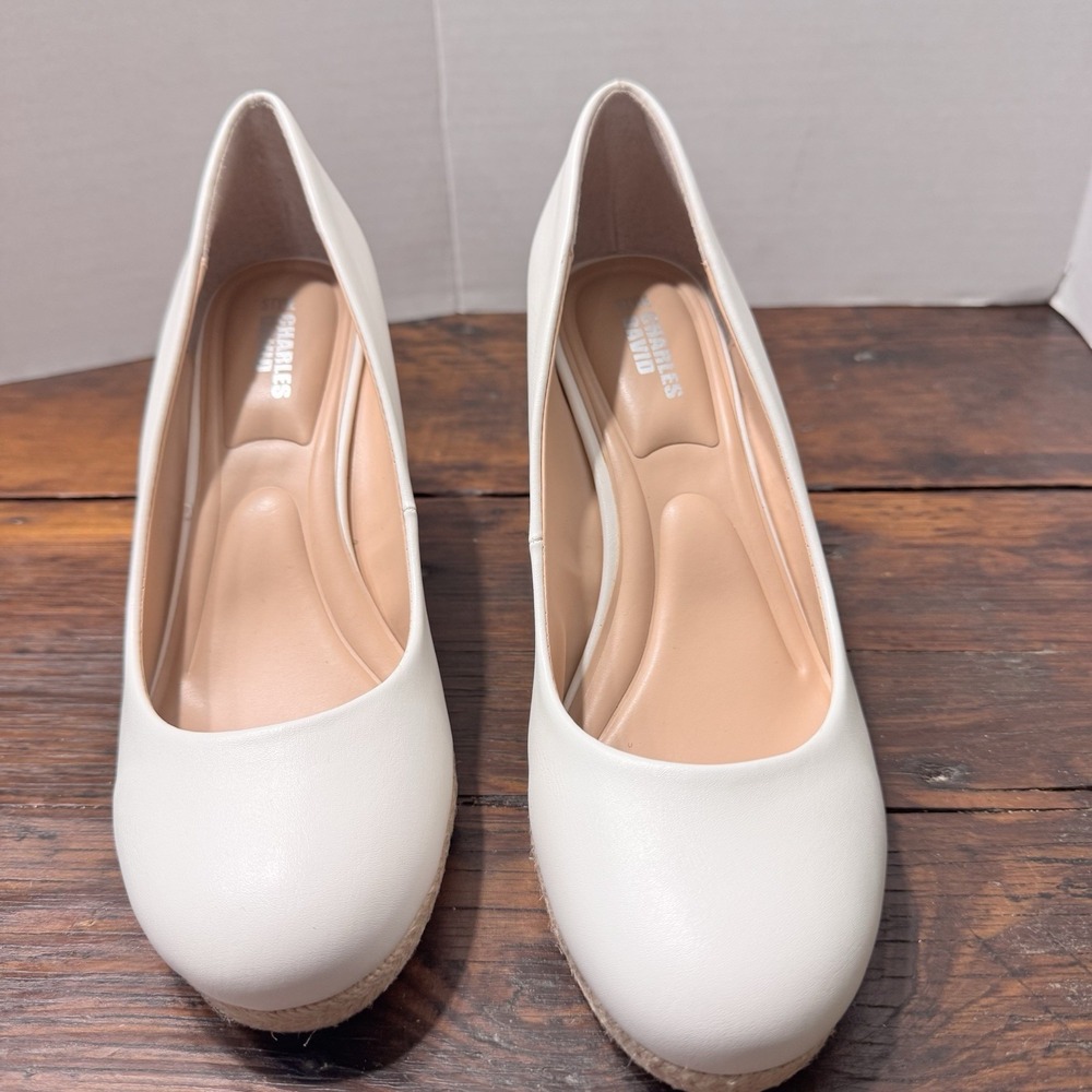 Sallie Charles David White Jute Wedge Heel 8M 3" Heel Retail 99$ Wedding Party